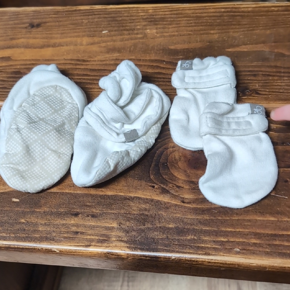 White Baby Mittens and Booties Set